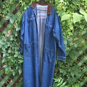 90’s Vintage Denim Trench w/ Split Tail back